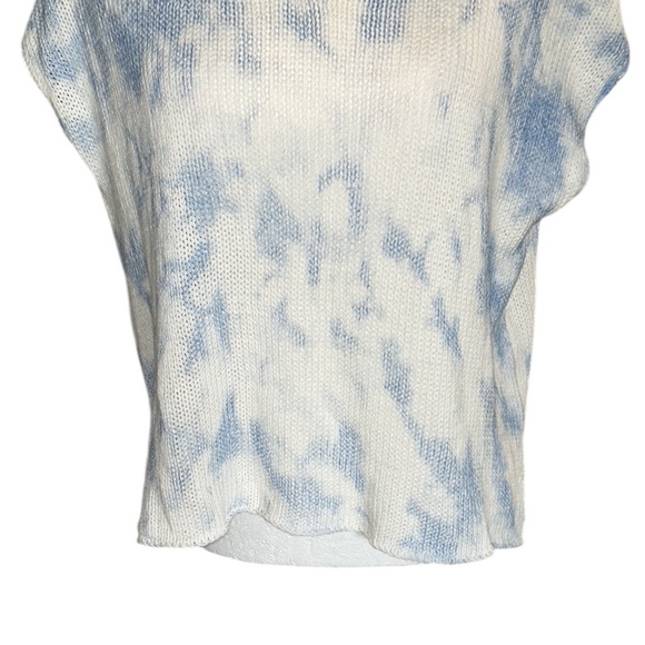 Wooden Ships Blue & White Tie Dye Printed Oversized Short Sleeve Knit Sweater XS - Picture 4 of 11